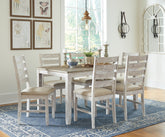 Bay Furniture Gallery - Ashley Furniture - Skempton Dining Room - Dining Room Table Set (7/CN) / White/Light Brown - D394-425